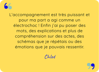 Témoignage de Chloé expliquant comment l'accompagnement 360 lui a permis de mettre des mots sur son vécu