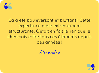 Avis de Alexandra pour qui l'accompagnement 360 a permis de faire des liens entre différents éléments de sa vie.