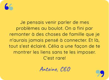 témoignage client de Antoine sur l'offre Business Coaching lui ayant permis de faire des liens entre problématiques professionnelles et familiales