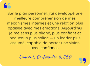Témoignage de Laurent, suite à son accompagnement Business Coaching, lui ayant apporté clarté, structure, confiance et posture de leader